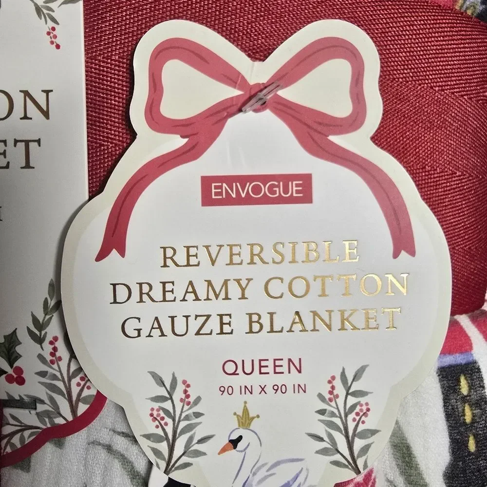 NUTCRACKER BALLET Christmas Dreamy Cotton Gauze Coquette Queen Throw Blanket NWT
